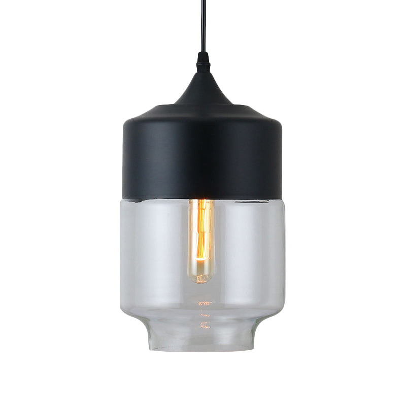 Modern Black Pendant Lamp With Clear Glass Shade - Ideal For Restaurants (1 Light)