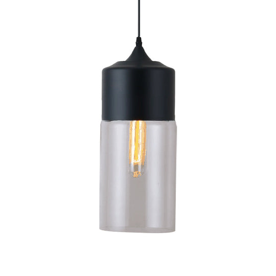 Modern Black Pendant Lamp With Clear Glass Shade - Ideal For Restaurants (1 Light)