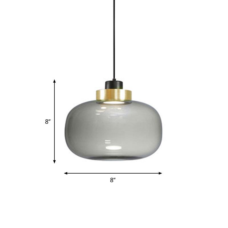 Modern Smoke Grey Glass Ellipse Pendant Light For Living Room With Adjustable Warm/White/Natural