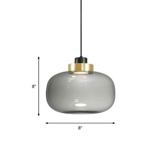 Modern Smoke Grey Glass Ellipse Pendant Light For Living Room With Adjustable Warm/White/Natural