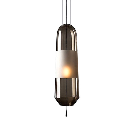 Postmodern Black Bedroom Pendant With Clear/Smoke/Amber Glass Shade