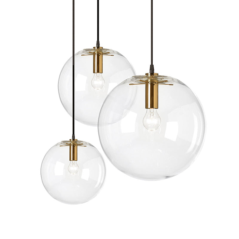 Minimalist Clear Glass Bubble Ball Pendant Light 1-Light Brass Ceiling Lamp 8/12 Dia Gold / 8