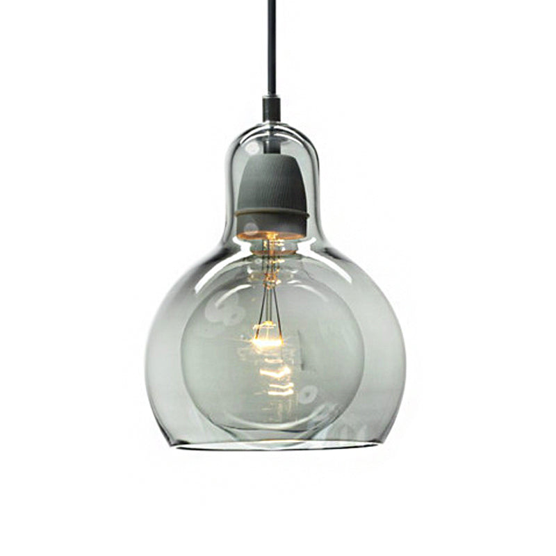 Postmodern Chrome Kitchen Pendant Lamp With Clear/Smoke Grey/Amber Glass Shade 7 W