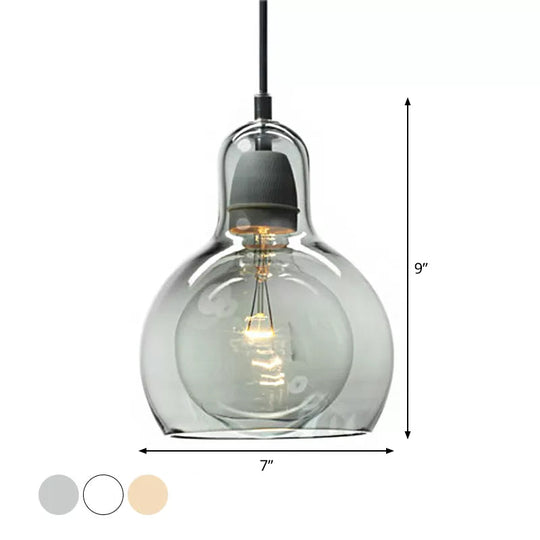 Postmodern Chrome Kitchen Pendant Lamp With Clear/Smoke Grey/Amber Glass Shade 7 W