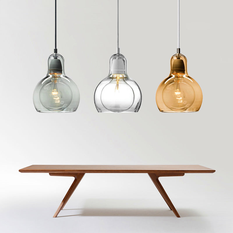 Postmodern Chrome Kitchen Pendant Lamp With Clear/Smoke Grey/Amber Glass Shade 7 W Clear /