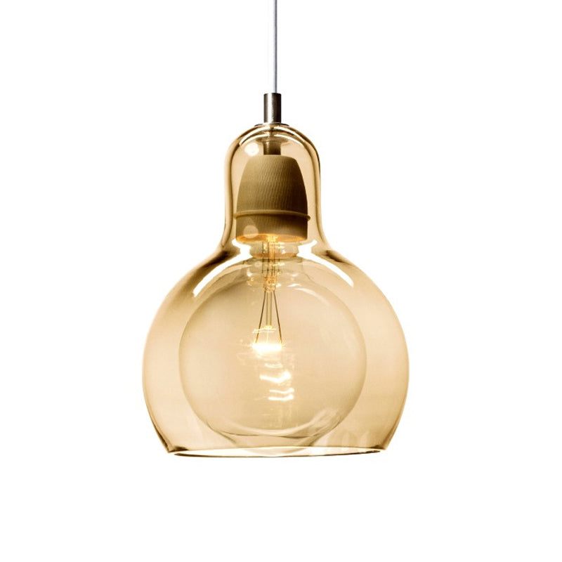 Postmodern Chrome Kitchen Pendant Lamp With Clear/Smoke Grey/Amber Glass Shade 7 W