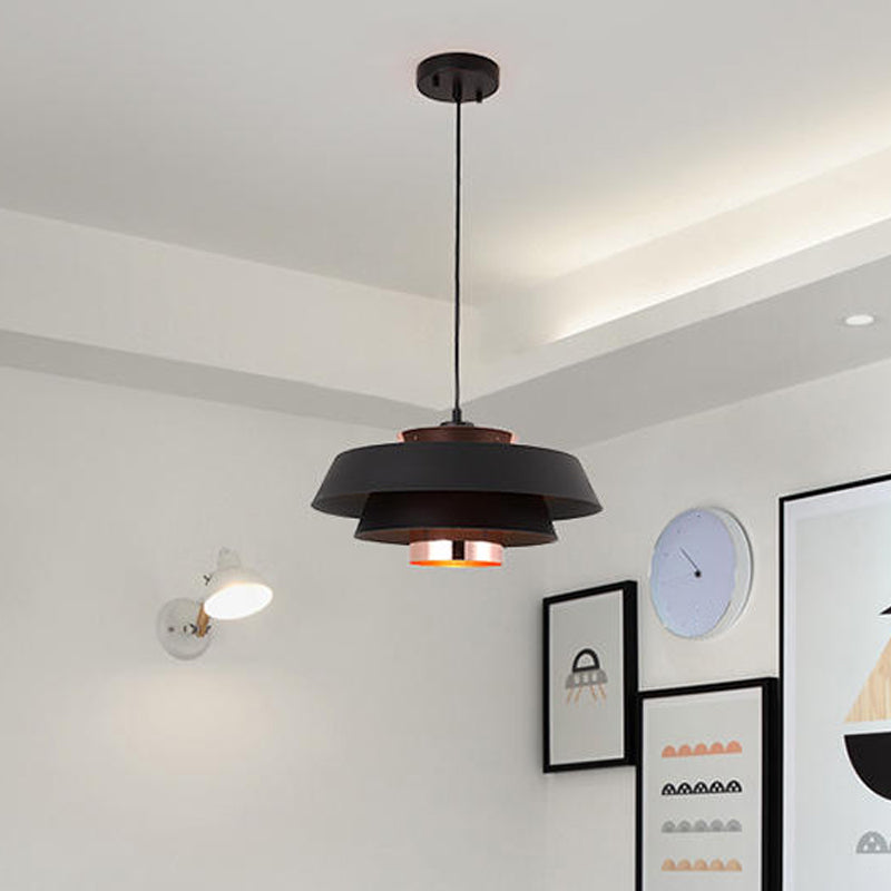 Modern 3-Tier Metal Round Hanging Pendant Led Ceiling Light In Black/White And Rose Gold