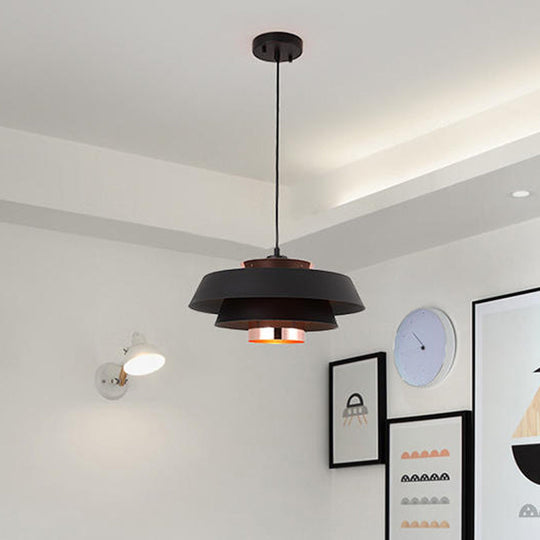 Modern 3-Tier Metal Round Hanging Pendant Led Ceiling Light In Black/White And Rose Gold