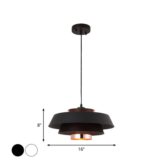 Modern 3-Tier Metal Round Hanging Pendant Led Ceiling Light In Black/White And Rose Gold