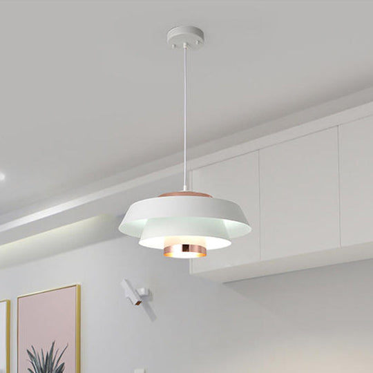 Modern 3-Tier Metal Round Hanging Pendant Led Ceiling Light In Black/White And Rose Gold