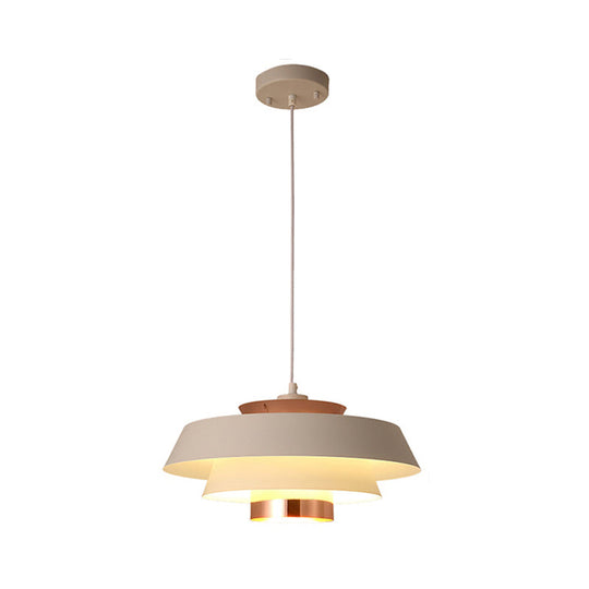Modern 3-Tier Round Hanging Pendant Light In Metallic Black/White & Rose Gold Led Ceiling Fixture