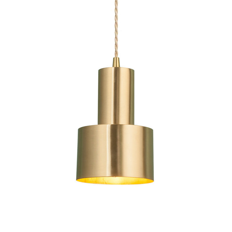 Postmodern Gold Conical/Hoop/Grenade Hanging Lamp - 1-Light Metal/Clear Glass Suspension Pendant