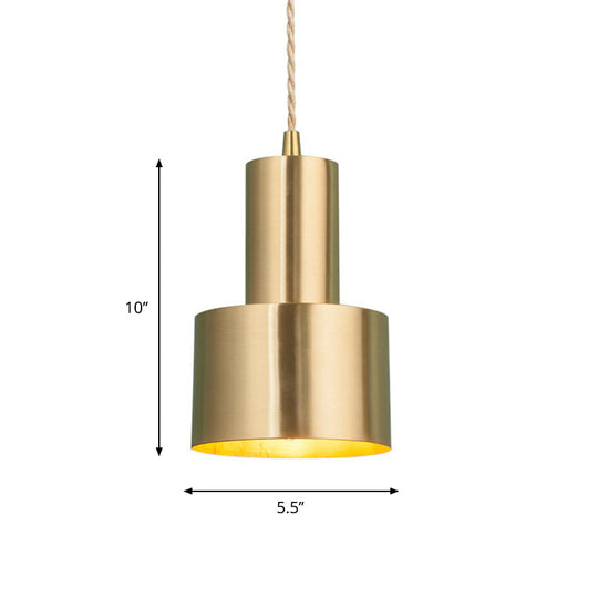 Postmodern Gold Conical/Hoop/Grenade Hanging Lamp - 1-Light Metal/Clear Glass Suspension Pendant