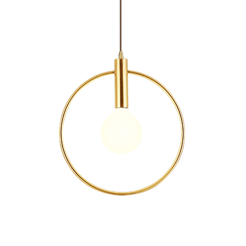 Postmodern Gold Conical/Hoop/Grenade Hanging Lamp - 1-Light Metal/Clear Glass Suspension Pendant