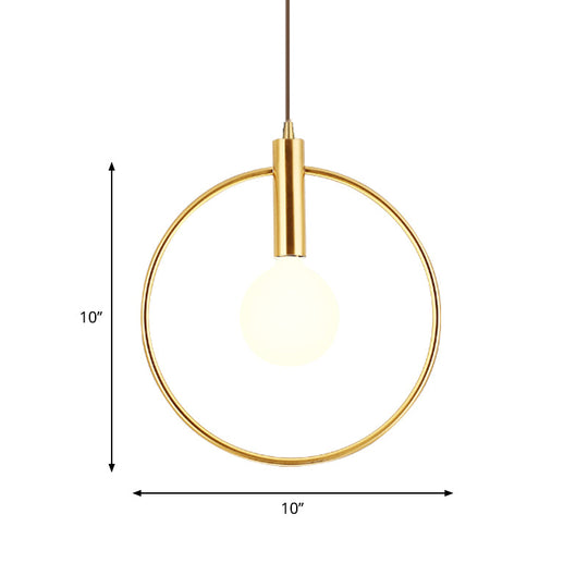 Postmodern Gold Conical/Hoop/Grenade Hanging Lamp - 1-Light Metal/Clear Glass Suspension Pendant