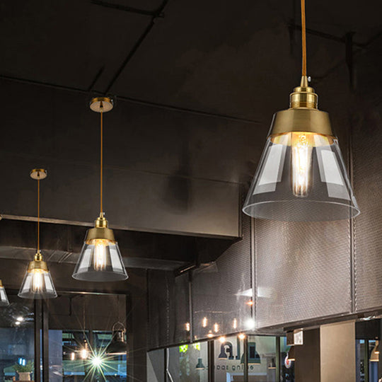 Unique Gold Suspension Pendant With Clear Glass For Restaurants - Postmodern Design / A