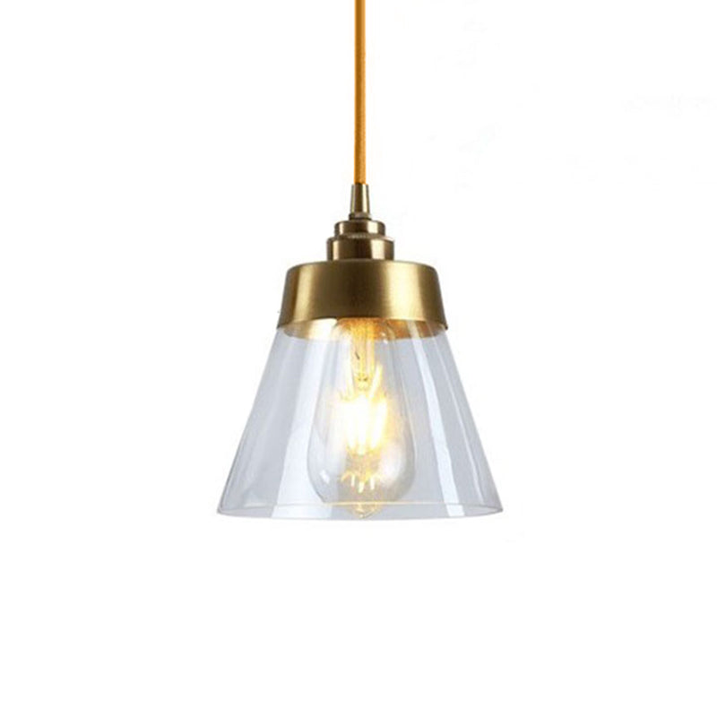 Unique Gold Suspension Pendant With Clear Glass For Restaurants - Postmodern Design