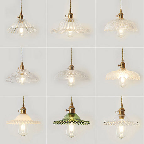 Post-Modern Gold Hanging Lamp Kit With Glass Shade - Drop Pendant Design