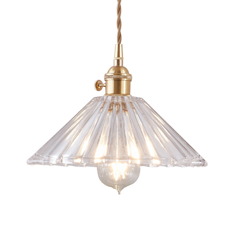 Post-Modern Gold Hanging Lamp Kit With Glass Shade - Drop Pendant Design