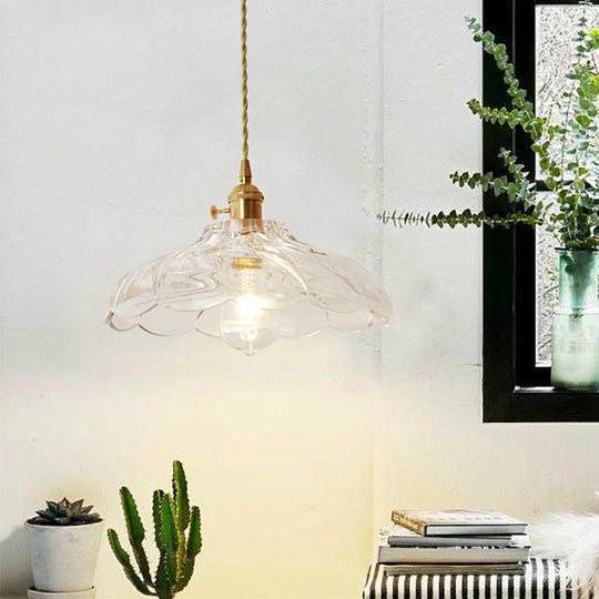 Post-Modern Gold Hanging Lamp Kit With Glass Shade - Drop Pendant Design / D