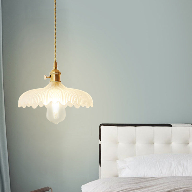 Post-Modern Gold Hanging Lamp Kit With Glass Shade - Drop Pendant Design / F