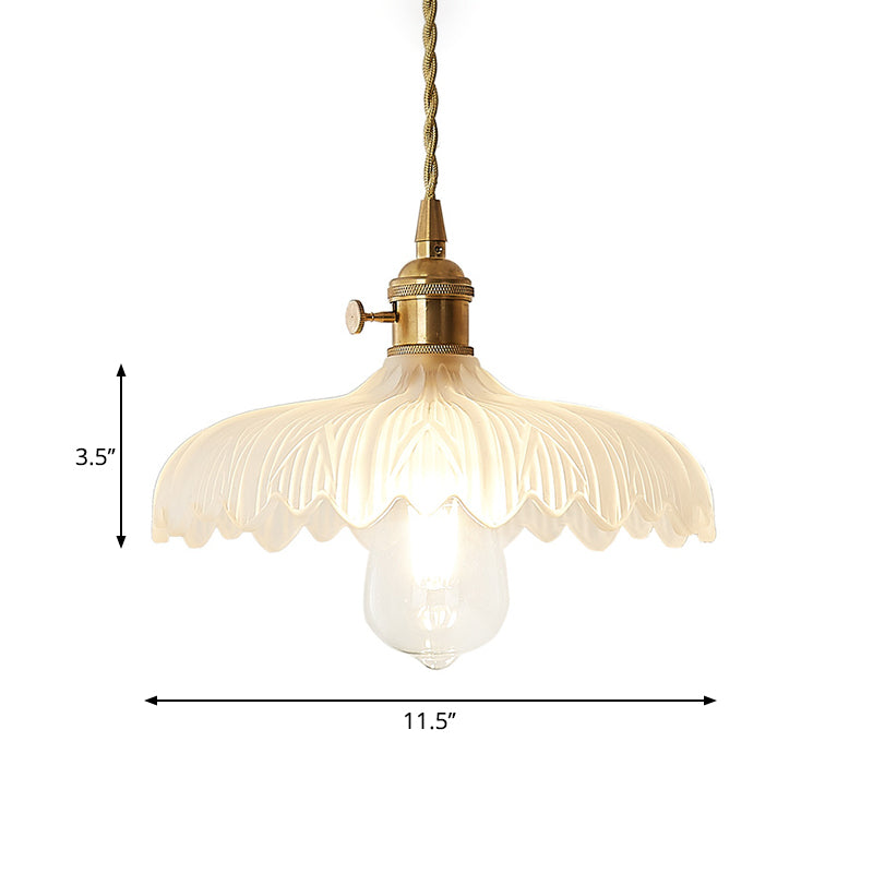 Gold Post-Modern Pendant Hanging Lamp Kit With 1 Head Floral/Bowl/Cone Design And Frosted/Clear
