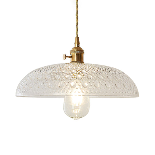 Gold Post-Modern Pendant Hanging Lamp Kit With 1 Head Floral/Bowl/Cone Design And Frosted/Clear