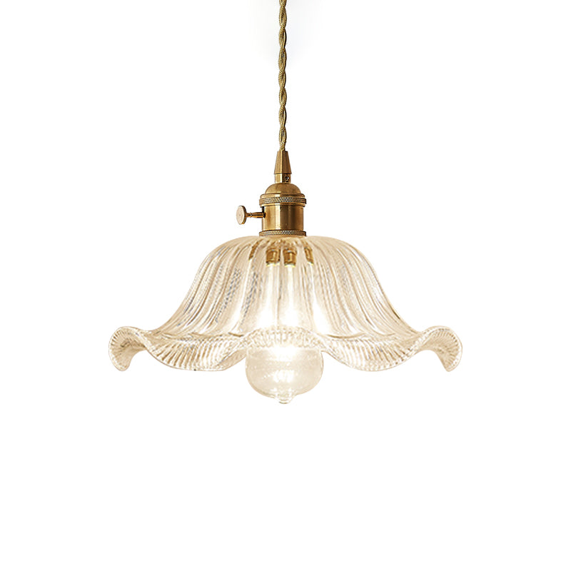 Post-Modern Gold Hanging Lamp Kit With Glass Shade - Drop Pendant Design