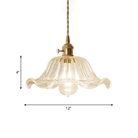 Post-Modern Gold Hanging Lamp Kit With Glass Shade - Drop Pendant Design