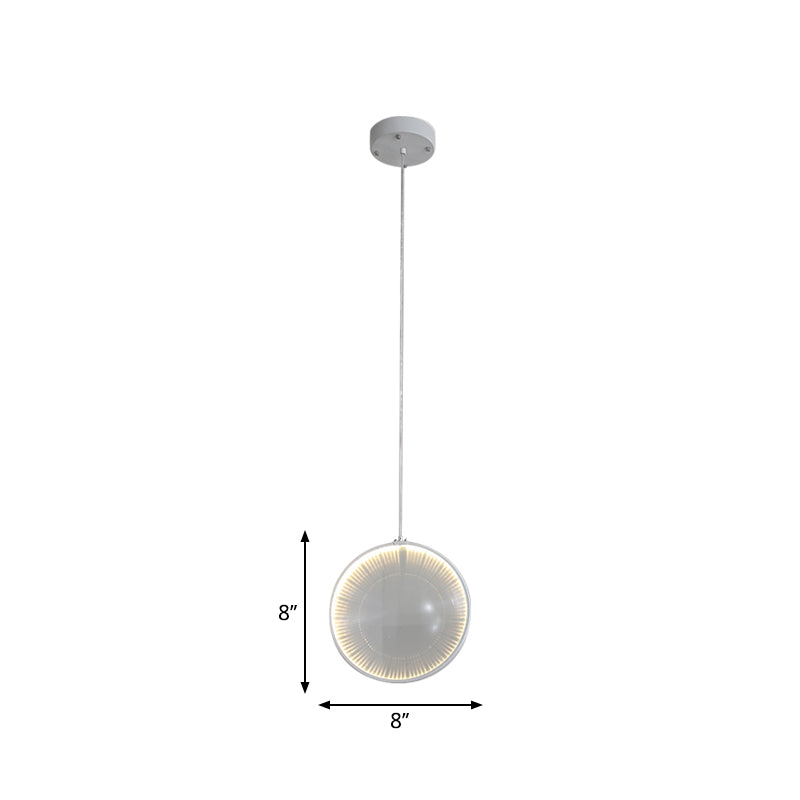 White Glass Lens Pendulum Light - Simplicity 8’/10’/12’ Wide 1 Bulb Hanging Pendant For Bedroom