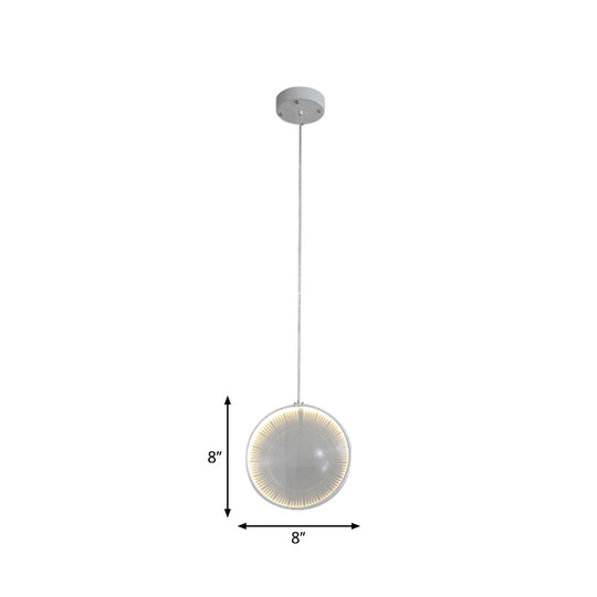 Simplicity Glass Lens Pendulum Light - White Hanging Pendant For Bedroom 8/10/12 Wide 1 Bulb
