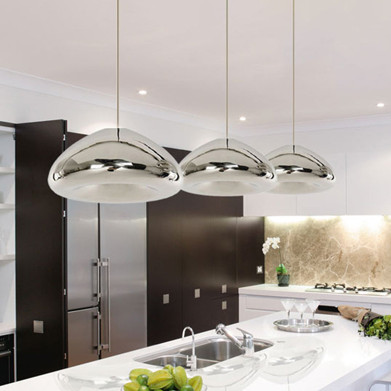 7’/12’ Doublewalled Pendant Lighting Postmodern Glass Suspension Lamp - Silver/Gold/Bronze