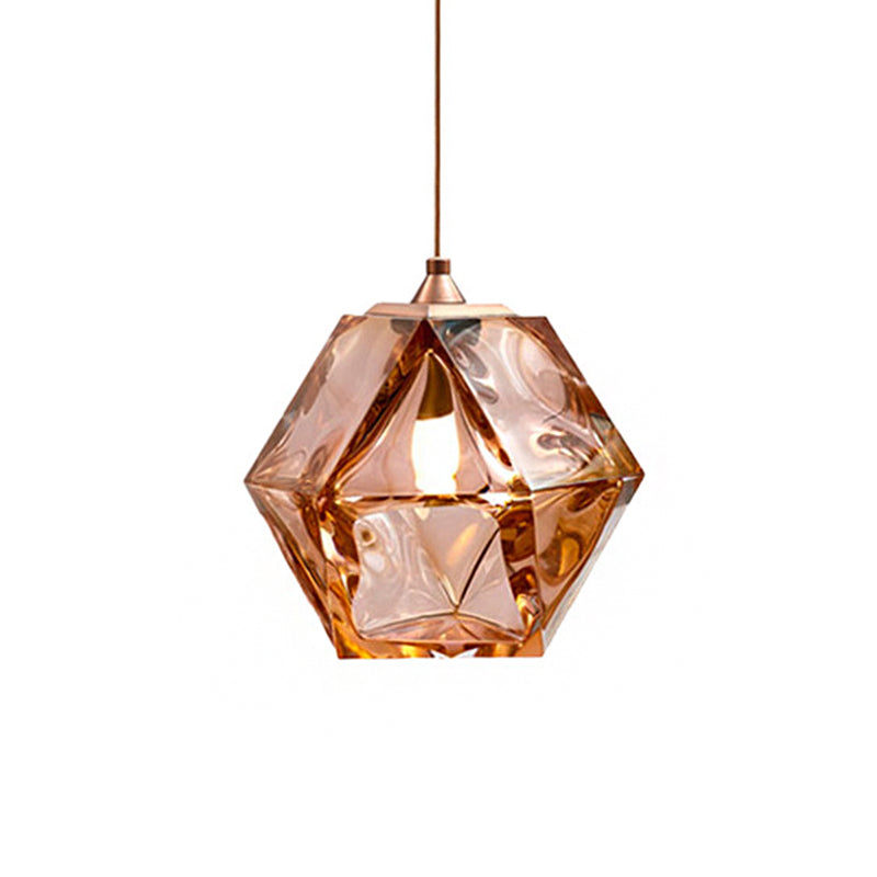 Modern Geometric Pendant Light: White/Smoke Grey/Rose Gold Glass | Stylish Dining Room Ceiling Hang