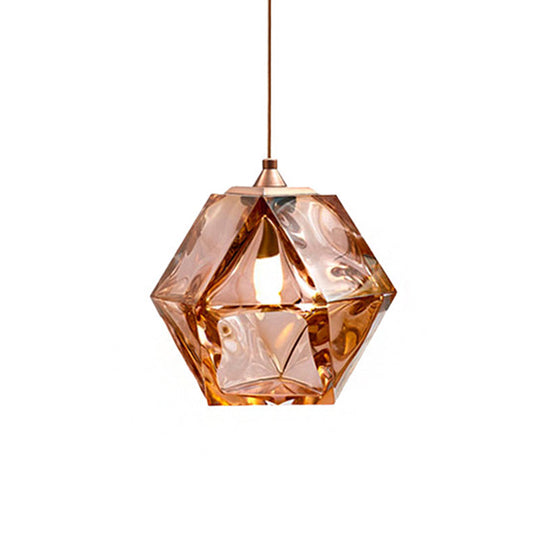 Modern Geometric Pendant Light - White/Smoke Grey/Rose Gold Glass Ideal For Dining Room Ceiling