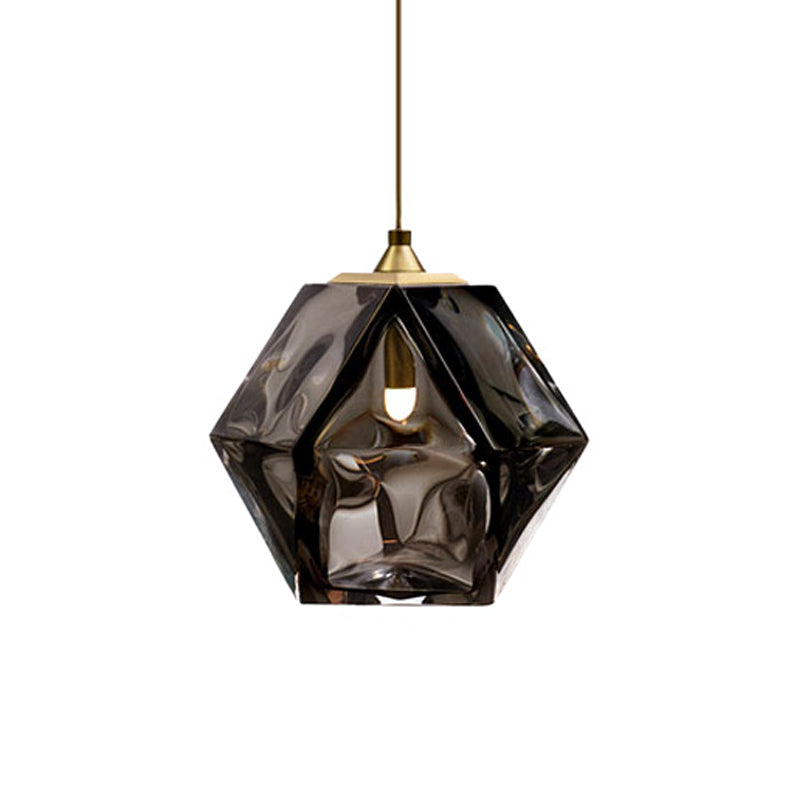 Modern Geometric Pendant Light - White/Smoke Grey/Rose Gold Glass Ideal For Dining Room Ceiling