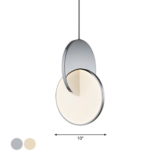 Led Disc Ceiling Pendant Lamp With Acrylic Shade Chrome/Gold Finish Minimalist Design - 7/10 W