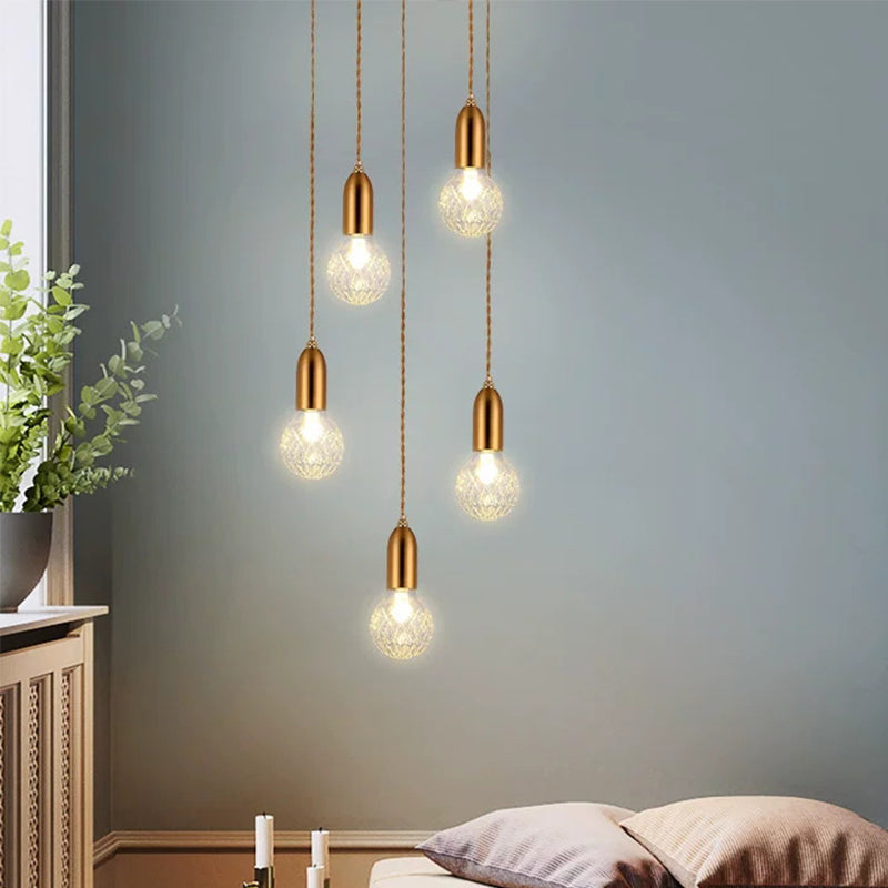 Minimalistic Gold Glass Droplet Pendant Ceiling Light