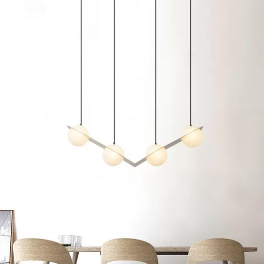 Modern Frosted White Glass Chandelier With Gold Finish - V/Z/Horizontal Pendant Ceiling Light