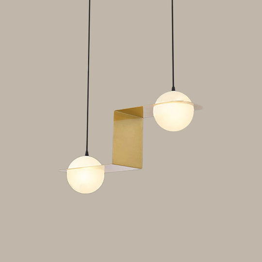 Modern Frosted White Glass Chandelier With Gold Finish - V/Z/Horizontal Pendant Ceiling Light