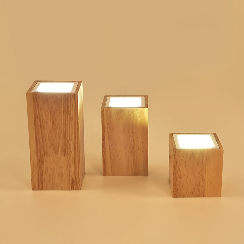 Wooden Mini Corridor Ceiling Lamp Nordic Flush Mount Lighting - Round/Square Led Beige 4’/6’/8’H