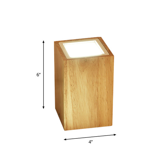 Wooden Mini Corridor Ceiling Lamp Nordic Flush Mount Lighting - Round/Square Led Beige 4’/6’/8’H