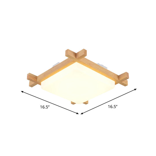 Nordic Led Acrylic Ceiling Lamp: Wood Chessboard Flush Mount Light Fixture (15/16.5/20.5) In