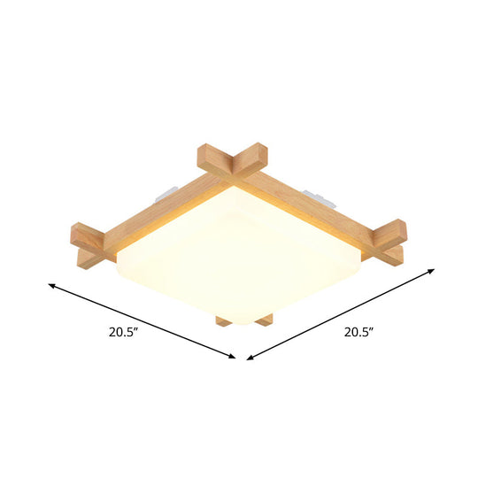 Nordic Led Acrylic Ceiling Lamp: Wood Chessboard Flush Mount Light Fixture (15’/16.5’/20.5’)
