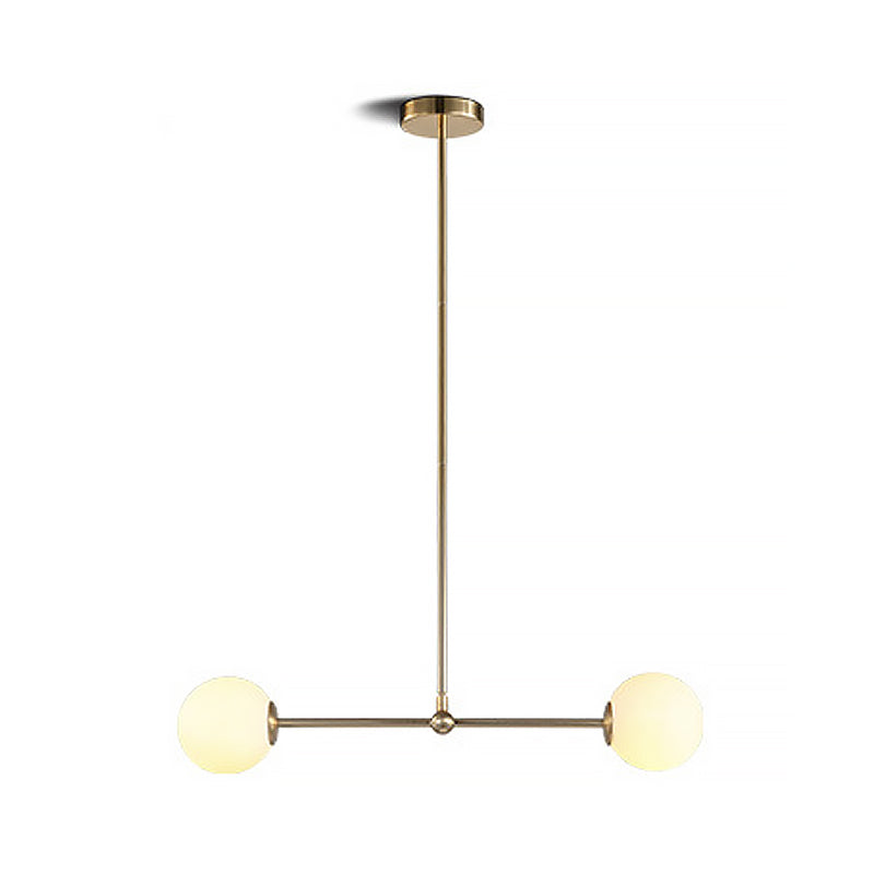 Modern Gold Pendant Light With Orb White Glass Shade - Minimalist Bar Design 2 Lights’ Or ’Gold