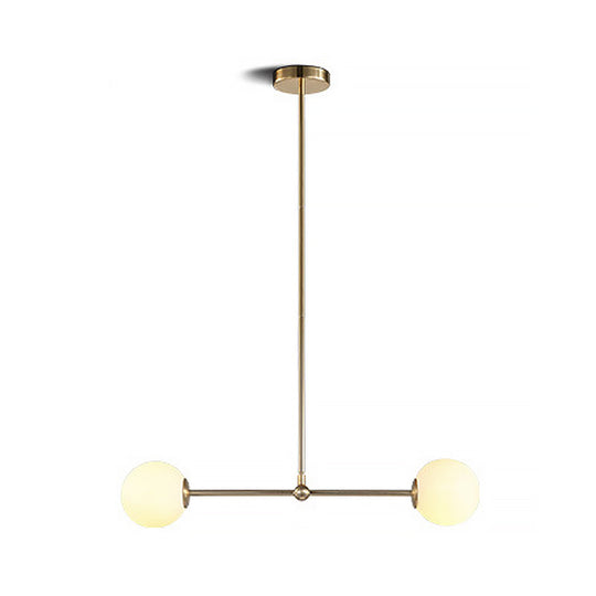 Modern Gold Pendant Light With Orb White Glass Shade - Minimalist Bar Design 2 Lights’ Or ’Gold