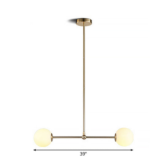 Modern Gold Pendant Light With Orb White Glass Shade - Minimalist Bar Design 2 Lights’ Or ’Gold