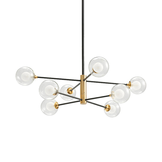 Postmodern Black & Gold Chandelier - 6/8 Lights Branch Design Clear Glass Shades