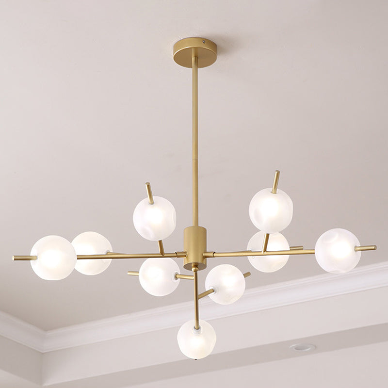 Modern Metal Chandelier - 9/12 Bulbs Bedroom Suspension Light In Black/Gold With Acrylic Shade 9 /