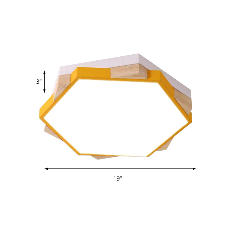 Nordic Style Pentagon Flushmount Ceiling Lamp For Study Room Corridor - Acrylic & Metal