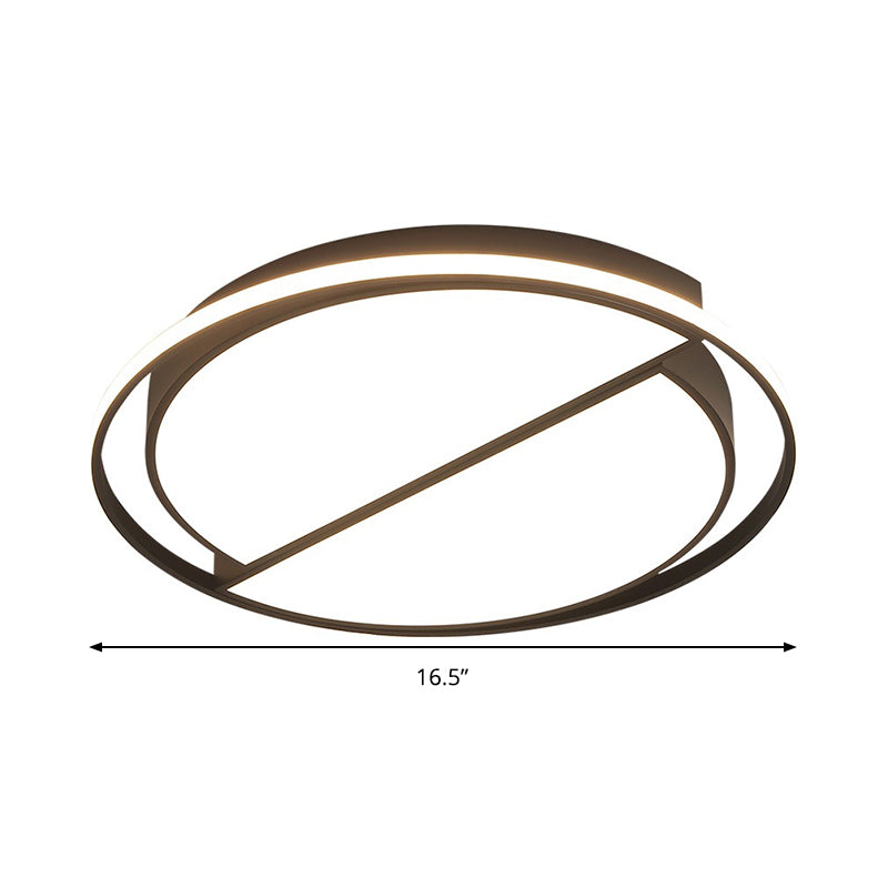 Black Led Flush Mount Half - Circle Acrylic Ceiling Lamp For Study Room